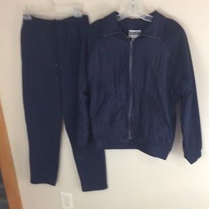 Vintage  Indications Navy Track Suit Ribbed Knit with Silk Bomber Jacket Small